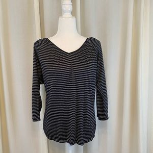 White House Black Market black & silver striped blouse
